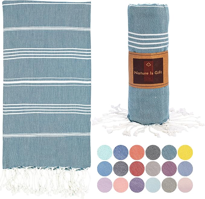 Beach Towel 100% Cotton Turkish Beach Towel Adult 38x70 Inch Pre-washed by NatureIsGift