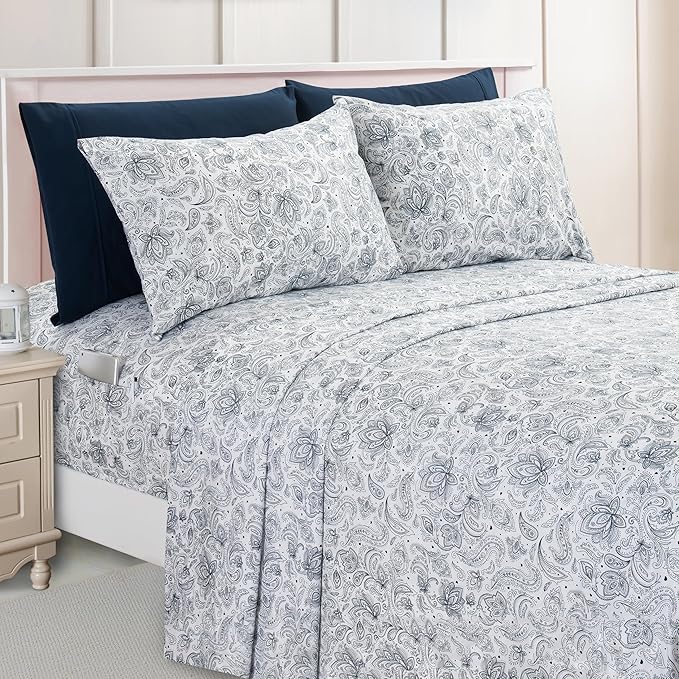 Elegant Comfort Luxury Soft Bed Sheets Paisley Pattern - Image 2