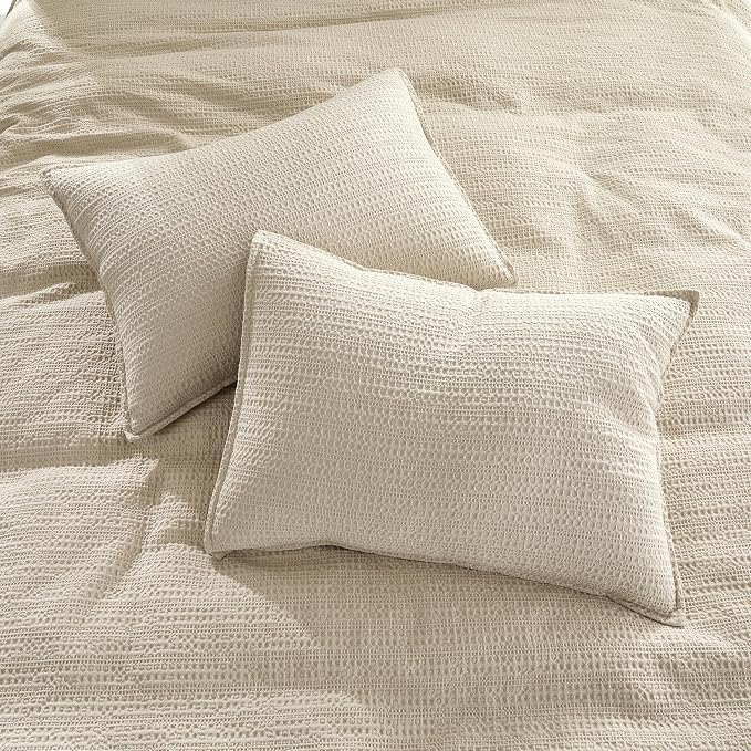 WDCOZY 100% Cotton Luxury Honeycomb Duvet Cover Set King Size - Image 3