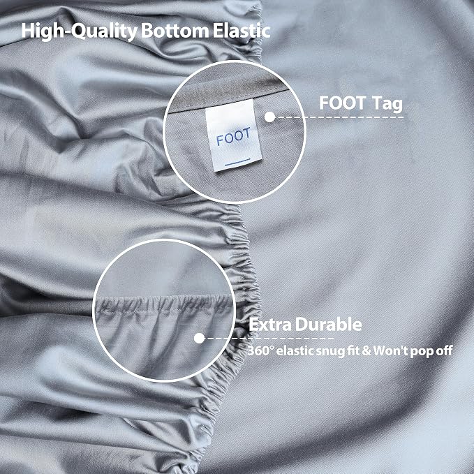 California King Size Fitted Sheet Only Gray, 100% Egyptian Cotton 600 Thread - Image 5